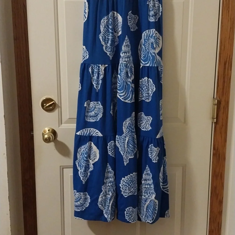 Lilly Pulitzer NWOT Women's XS Sydnee Seashell Print Maxi Dress Blue White - Picture 9 of 9
